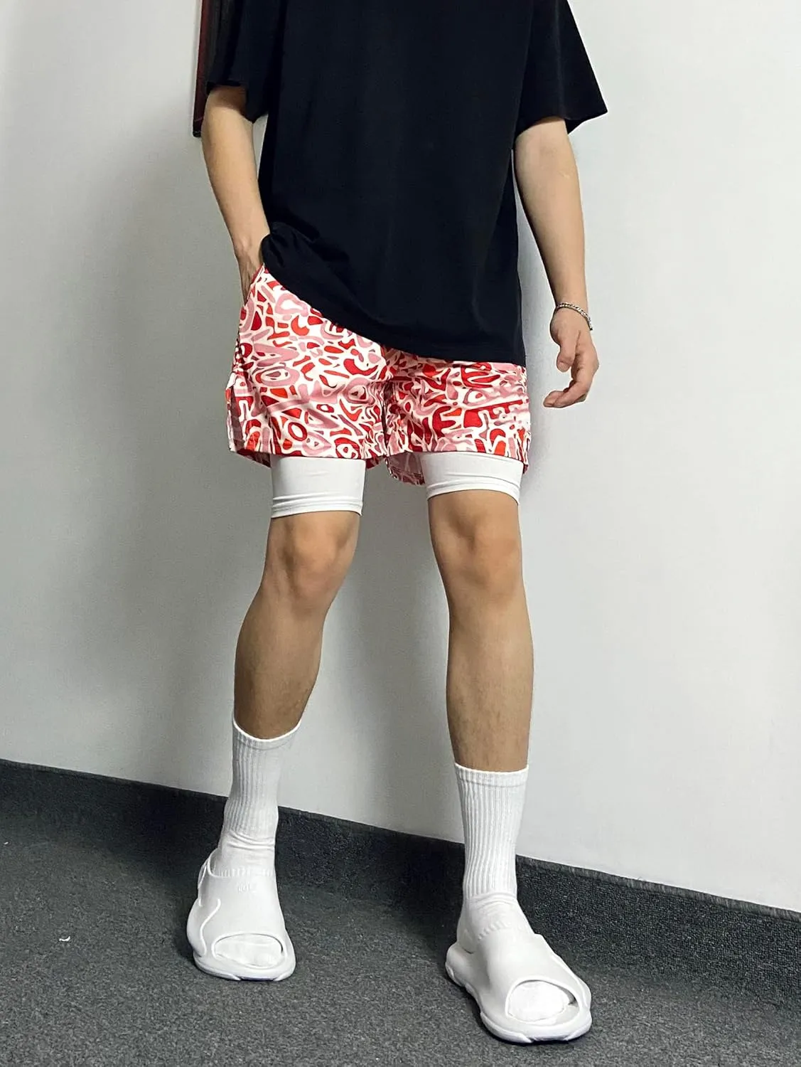 DIOTSR Mens Art Graphic Basketball Shorts Casual Athletic Running Shorts Cool Streetwear Designer Shorts Drawstring