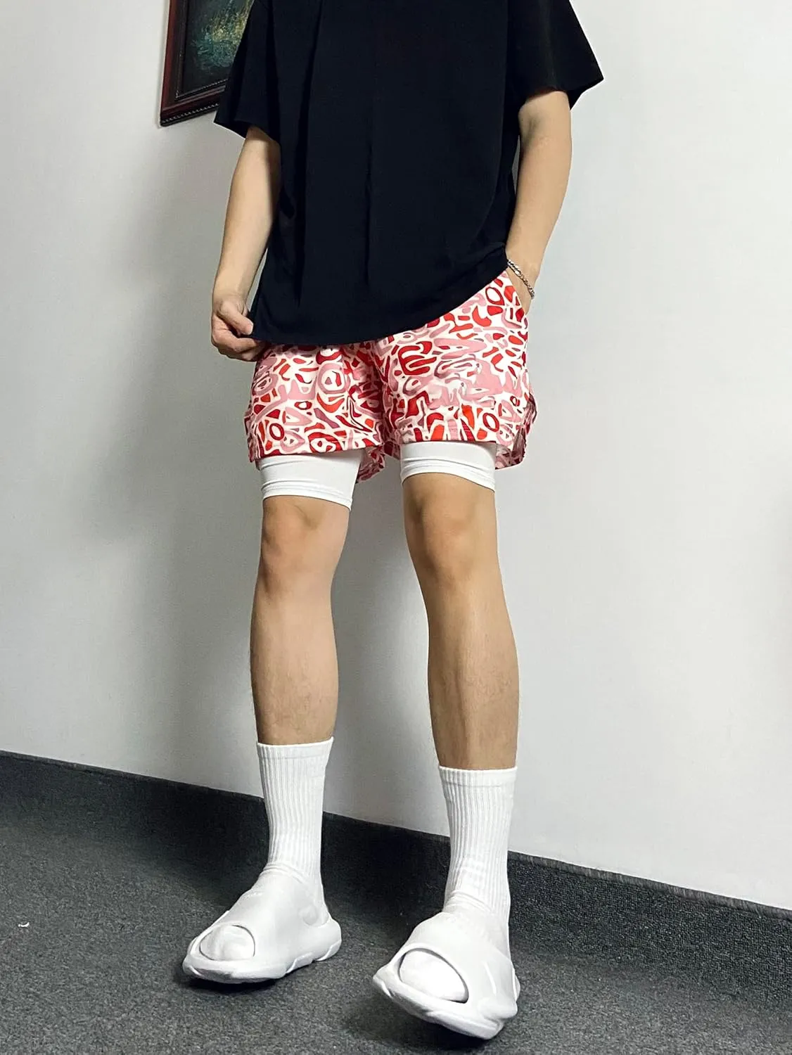 DIOTSR Mens Art Graphic Basketball Shorts Casual Athletic Running Shorts Cool Streetwear Designer Shorts Drawstring