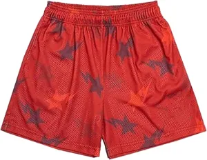 DIOTSR Mens Graphic Print Shorts Cool Mesh Basketball Shorts Casual Flat Front Shorts Summer Drawstring