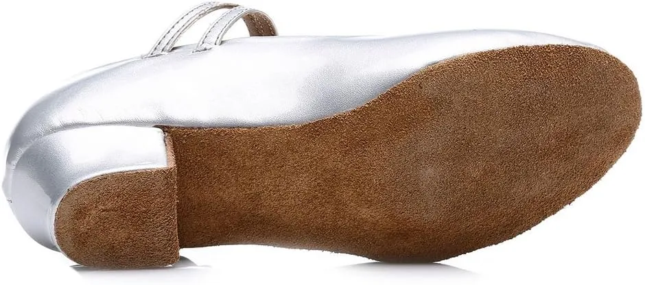 DKZSYIM Girls&Women's Leather Latin Dance Shoes Ballroom Performance Shoes,Style 207