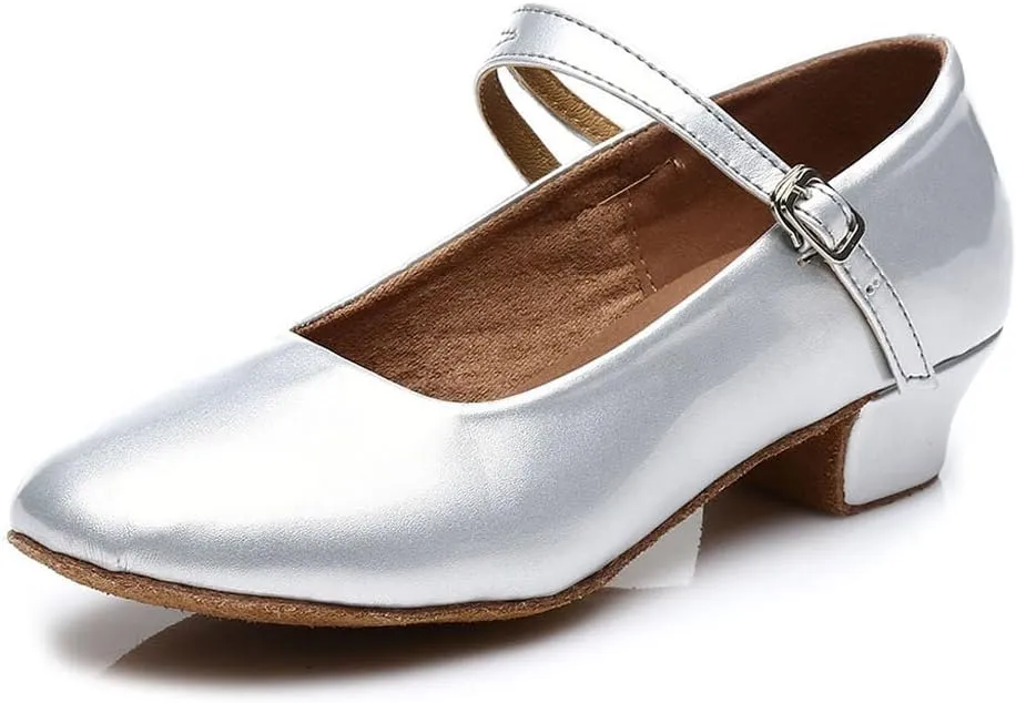 DKZSYIM Girls&Women's Leather Latin Dance Shoes Ballroom Performance Shoes,Style 207