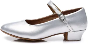 DKZSYIM Girls&Women's Leather Latin Dance Shoes Ballroom Performance Shoes,Style 207