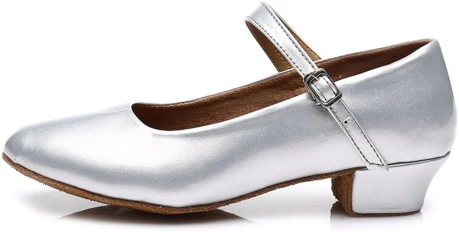 DKZSYIM Girls&Women's Leather Latin Dance Shoes Ballroom Performance Shoes,Style 207