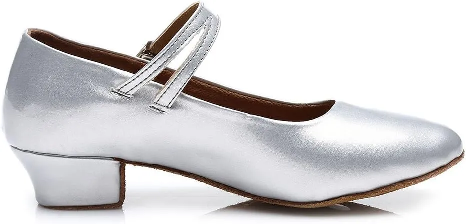 DKZSYIM Girls&Women's Leather Latin Dance Shoes Ballroom Performance Shoes,Style 207