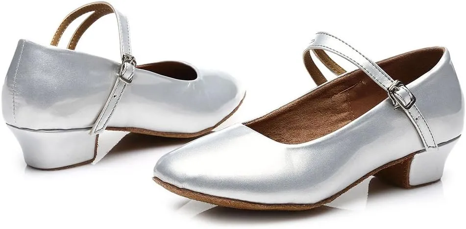 DKZSYIM Girls&Women's Leather Latin Dance Shoes Ballroom Performance Shoes,Style 207