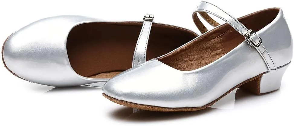 DKZSYIM Girls&Women's Leather Latin Dance Shoes Ballroom Performance Shoes,Style 207