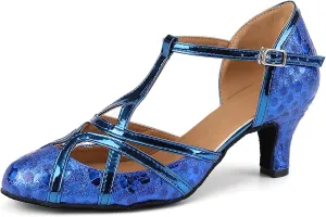 DKZSYIM Glitter Women Latin Dance Shoes Closed Toe Ballroom Salsa Tango Practice Performence Party Dancing Shoes,Model N511