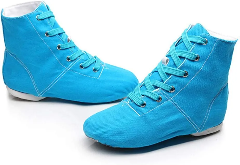 DKZSYIM Lace-up Canvas Dance Shoes Flat Jazz Shoes for Practice, Suitable for Women,Model GB-JS