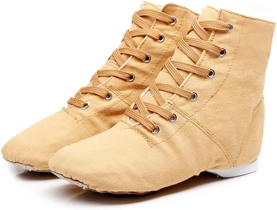 DKZSYIM Lace-up Canvas Dance Shoes Flat Jazz Shoes for Practice, Suitable for Women,Model GB-JS
