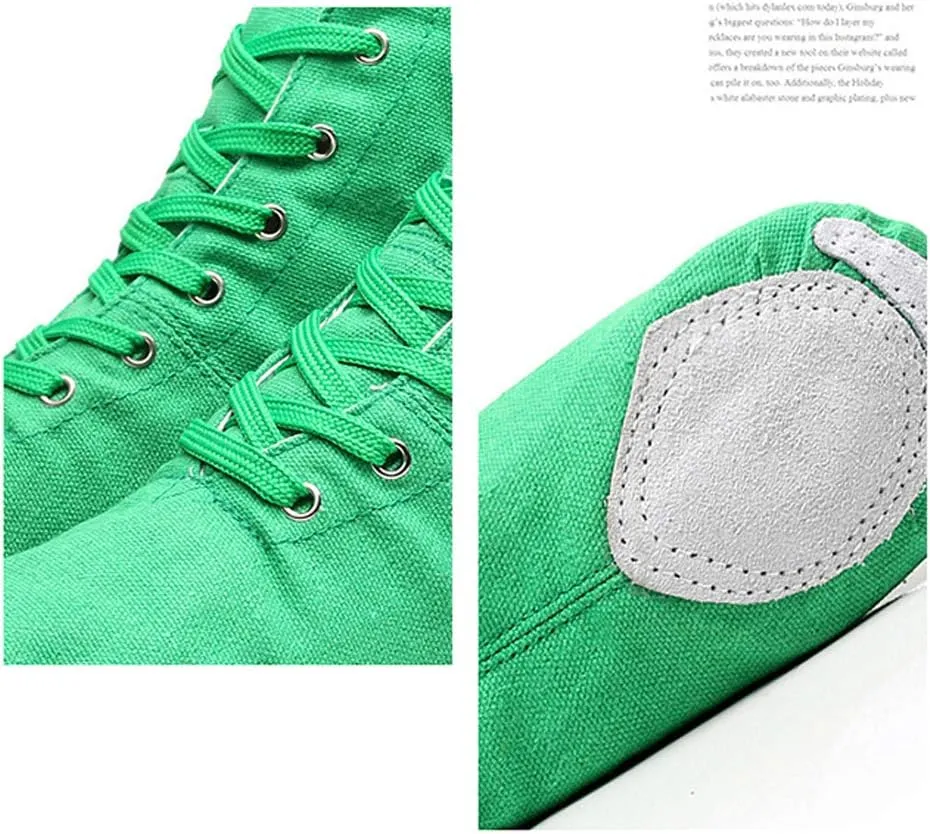 DKZSYIM Lace-up Canvas Dance Shoes Flat Jazz Shoes for Practice, Suitable for Women,Model GB-JS