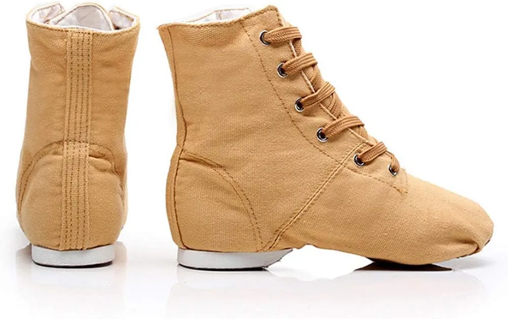 DKZSYIM Lace-up Canvas Dance Shoes Flat Jazz Shoes for Practice, Suitable for Women,Model GB-JS