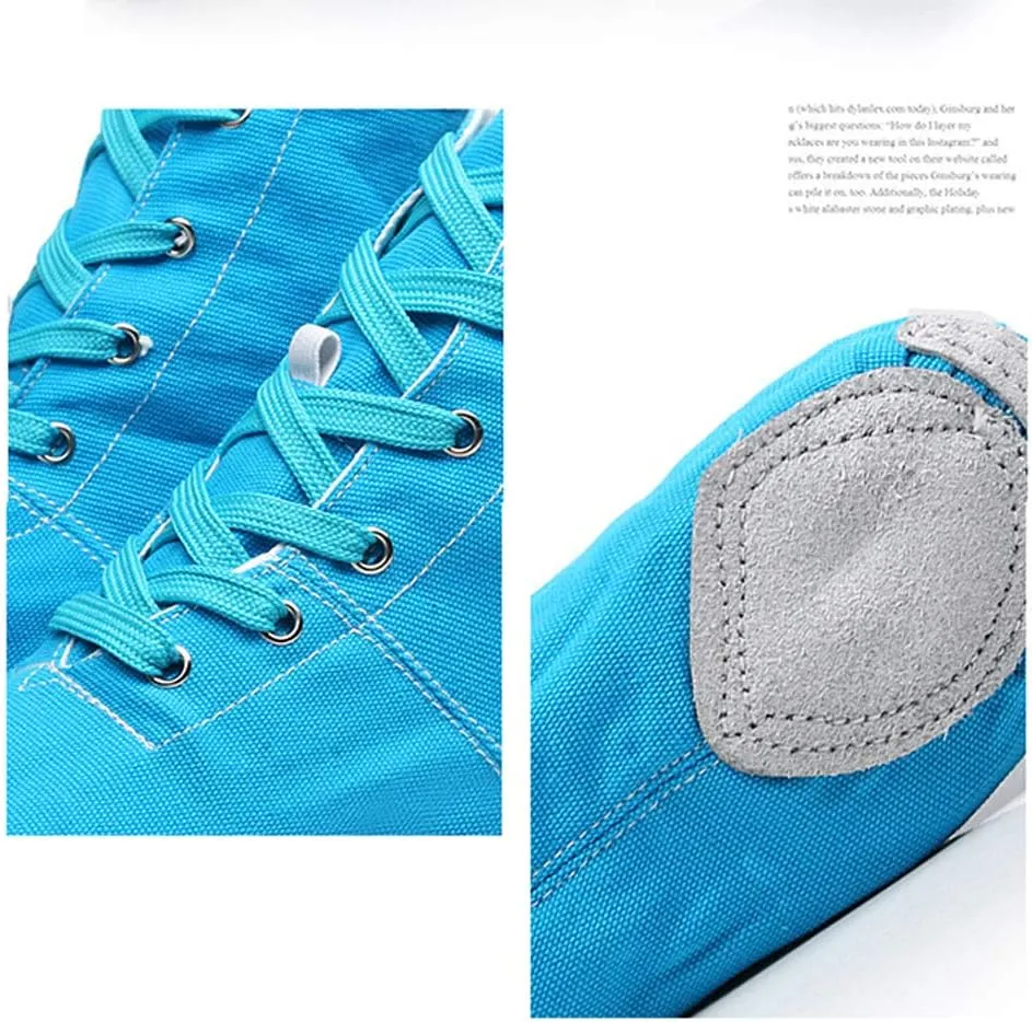 DKZSYIM Lace-up Canvas Dance Shoes Flat Jazz Shoes for Practice, Suitable for Women,Model GB-JS