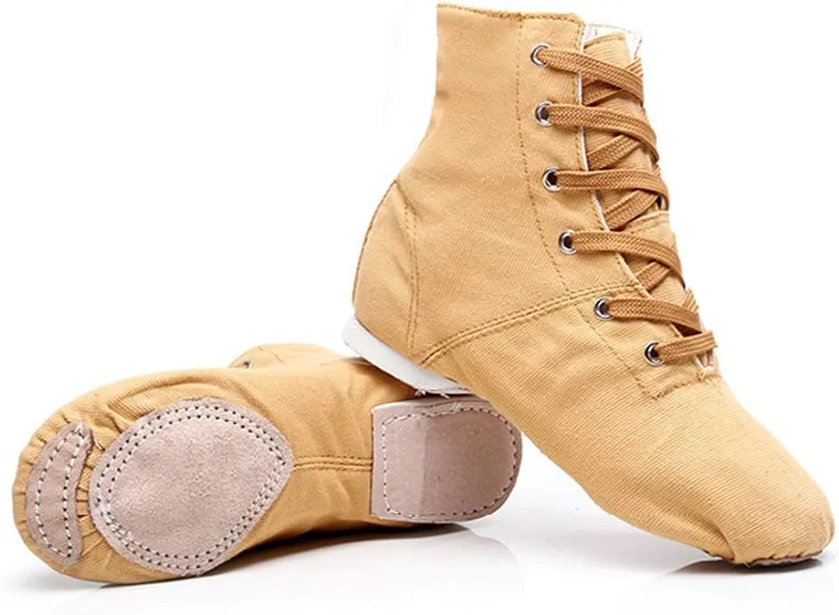 DKZSYIM Lace-up Canvas Dance Shoes Flat Jazz Shoes for Practice, Suitable for Women,Model GB-JS