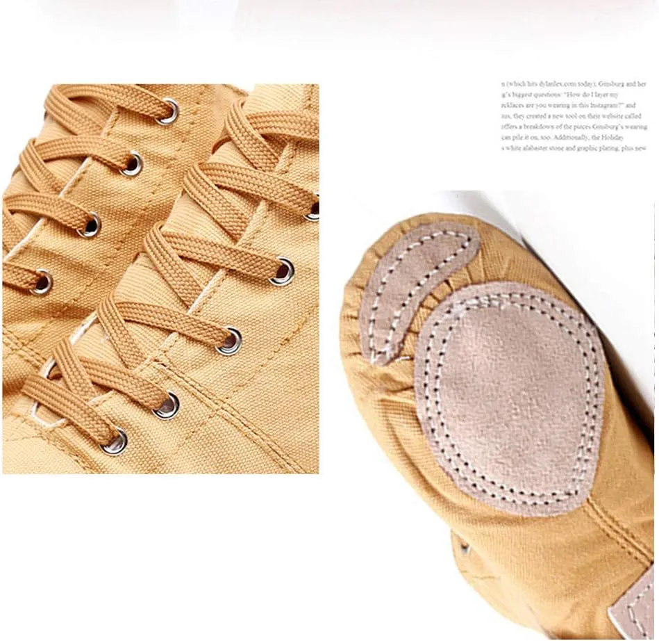 DKZSYIM Lace-up Canvas Dance Shoes Flat Jazz Shoes for Practice, Suitable for Women,Model GB-JS