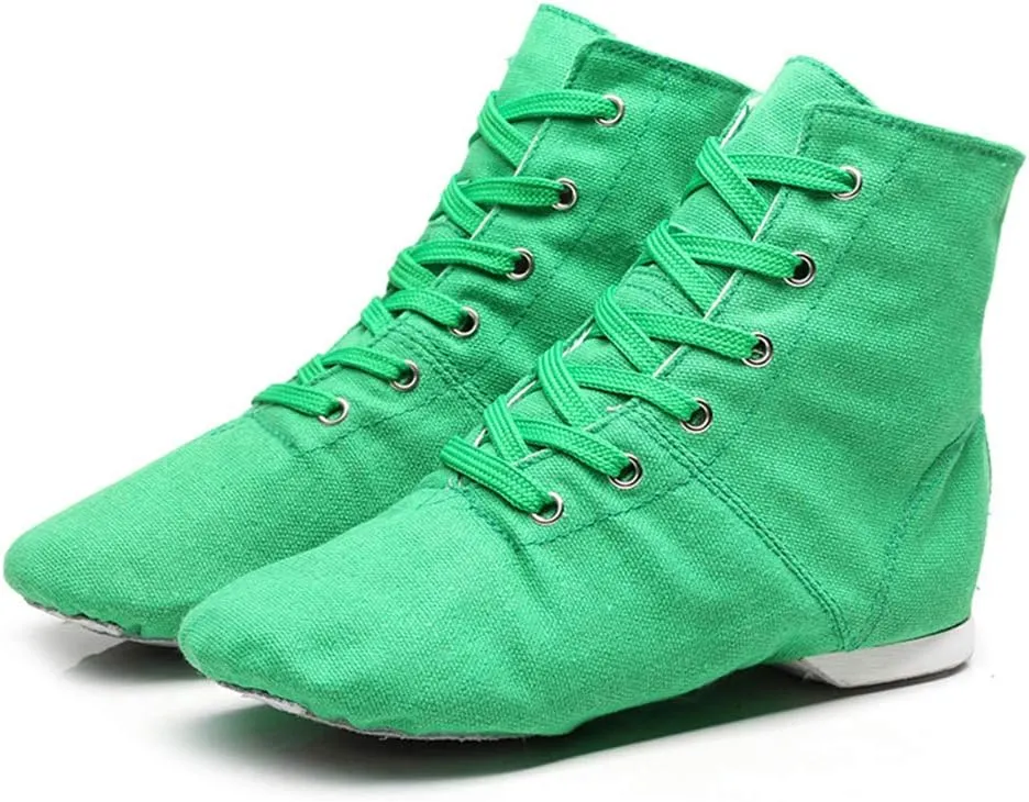 DKZSYIM Lace-up Canvas Dance Shoes Flat Jazz Shoes for Practice, Suitable for Women,Model GB-JS