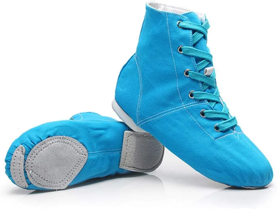 DKZSYIM Lace-up Canvas Dance Shoes Flat Jazz Shoes for Practice, Suitable for Women,Model GB-JS