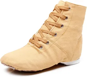 DKZSYIM Lace-up Canvas Dance Shoes Flat Jazz Shoes for Practice, Suitable for Women,Model GB-JS