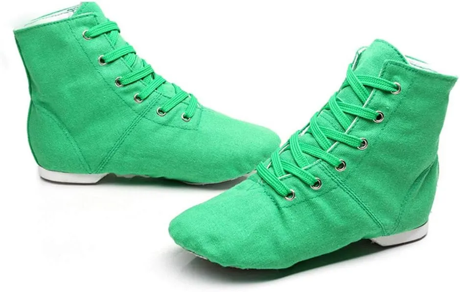 DKZSYIM Lace-up Canvas Dance Shoes Flat Jazz Shoes for Practice, Suitable for Women,Model GB-JS