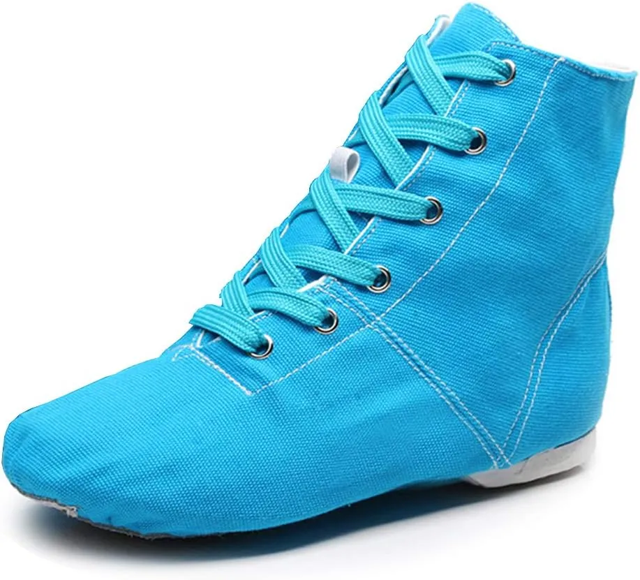DKZSYIM Lace-up Canvas Dance Shoes Flat Jazz Shoes for Practice, Suitable for Women,Model GB-JS