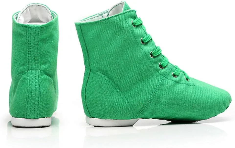 DKZSYIM Lace-up Canvas Dance Shoes Flat Jazz Shoes for Practice, Suitable for Women,Model GB-JS