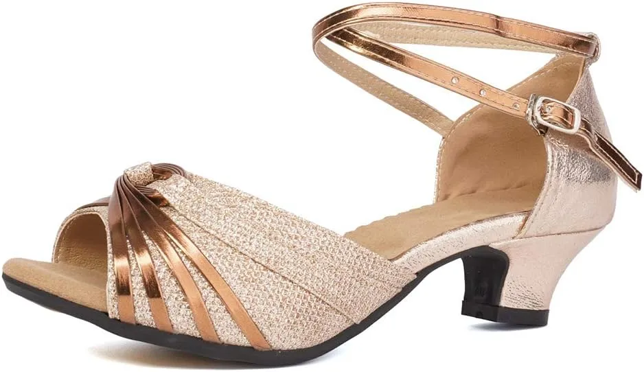 DKZSYIM Women's Latin Dance Shoes Ballroom Practice Performance Dance Shoes Model DY08
