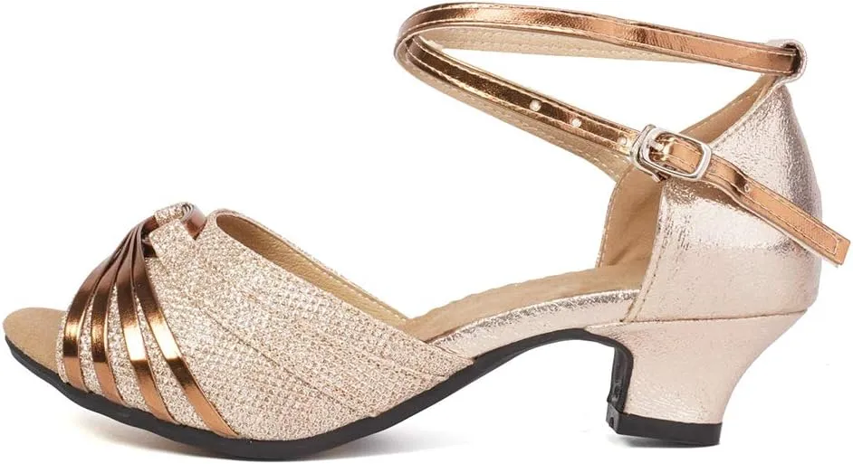 DKZSYIM Women's Latin Dance Shoes Ballroom Practice Performance Dance Shoes Model DY08