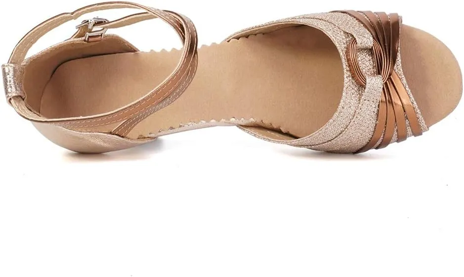 DKZSYIM Women's Latin Dance Shoes Ballroom Practice Performance Dance Shoes Model DY08