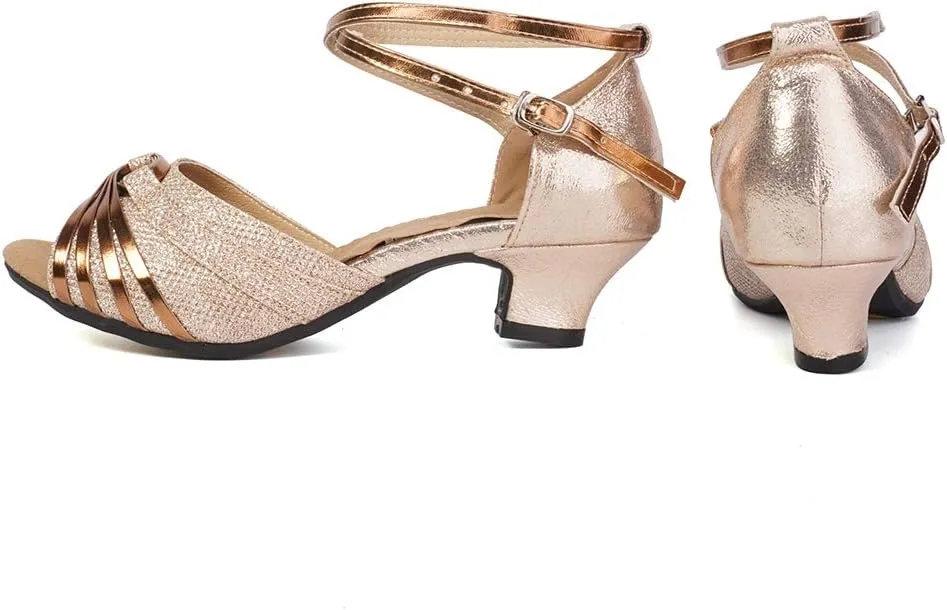 DKZSYIM Women's Latin Dance Shoes Ballroom Practice Performance Dance Shoes Model DY08