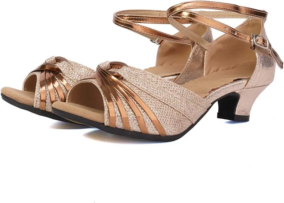 DKZSYIM Women's Latin Dance Shoes Ballroom Practice Performance Dance Shoes Model DY08