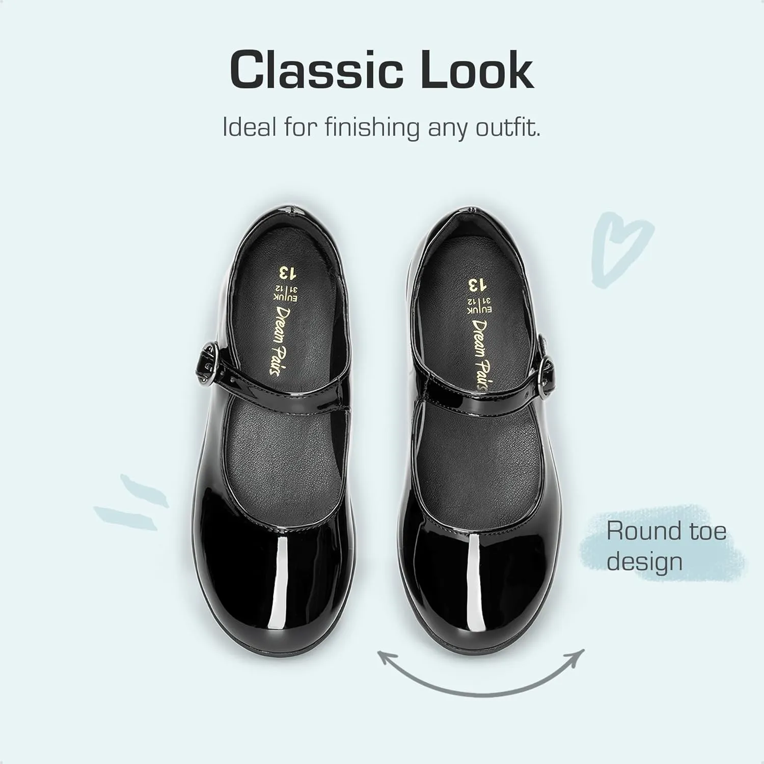 DREAM PAIRS Girls Mary Jane Flats School Uniform Dress Shoes