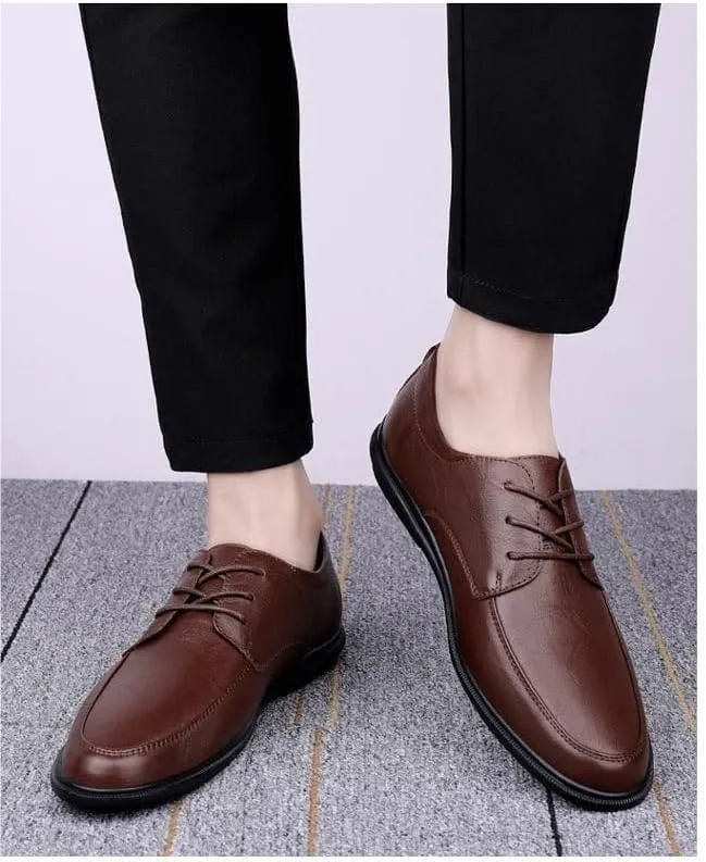 Dress Oxford Shoes for Men Lace Up Round Toe Solid Color Vegan Leather Derby Shoes Low Top Non Slip Resistant Wedding