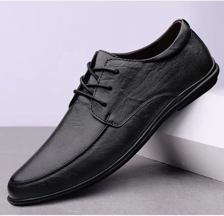 Dress Oxford Shoes for Men Lace Up Round Toe Solid Color Vegan Leather Derby Shoes Low Top Non Slip Resistant Wedding