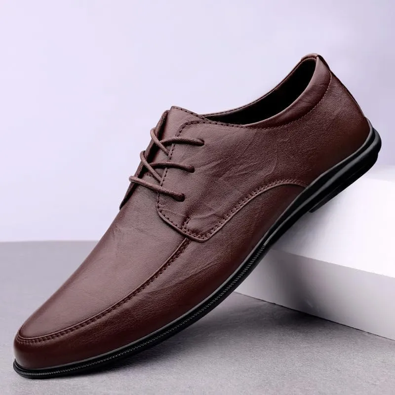 Dress Oxford Shoes for Men Lace Up Round Toe Solid Color Vegan Leather Derby Shoes Low Top Non Slip Resistant Wedding