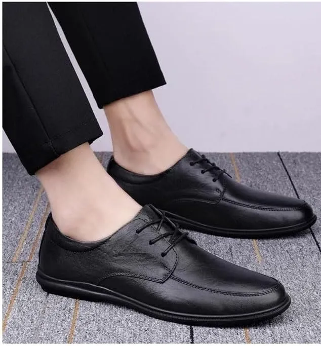 Dress Oxford Shoes for Men Lace Up Round Toe Solid Color Vegan Leather Derby Shoes Low Top Non Slip Resistant Wedding