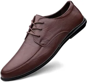 Dress Oxford Shoes for Men Lace Up Round Toe Solid Color Vegan Leather Derby Shoes Low Top Non Slip Resistant Wedding