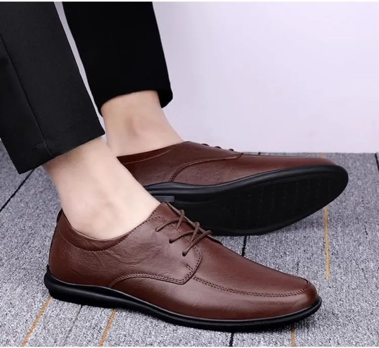 Dress Oxford Shoes for Men Lace Up Round Toe Solid Color Vegan Leather Derby Shoes Low Top Non Slip Resistant Wedding