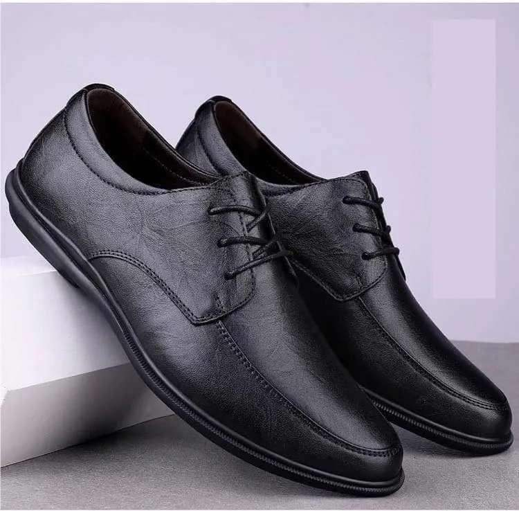 Dress Oxford Shoes for Men Lace Up Round Toe Solid Color Vegan Leather Derby Shoes Low Top Non Slip Resistant Wedding