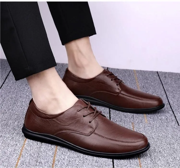 Dress Oxford Shoes for Men Lace Up Round Toe Solid Color Vegan Leather Derby Shoes Low Top Non Slip Resistant Wedding