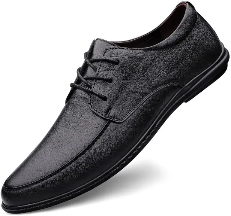 Dress Oxford Shoes for Men Lace Up Round Toe Solid Color Vegan Leather Derby Shoes Low Top Non Slip Resistant Wedding