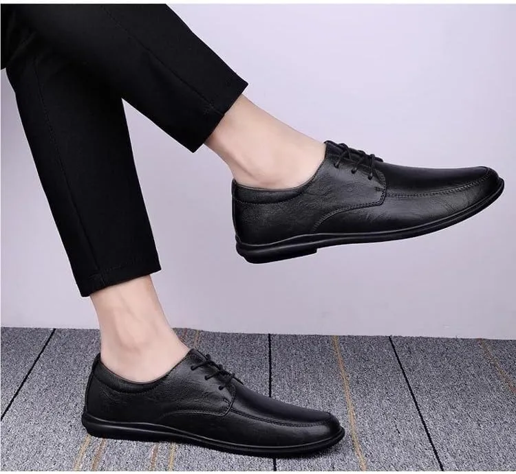 Dress Oxford Shoes for Men Lace Up Round Toe Solid Color Vegan Leather Derby Shoes Low Top Non Slip Resistant Wedding