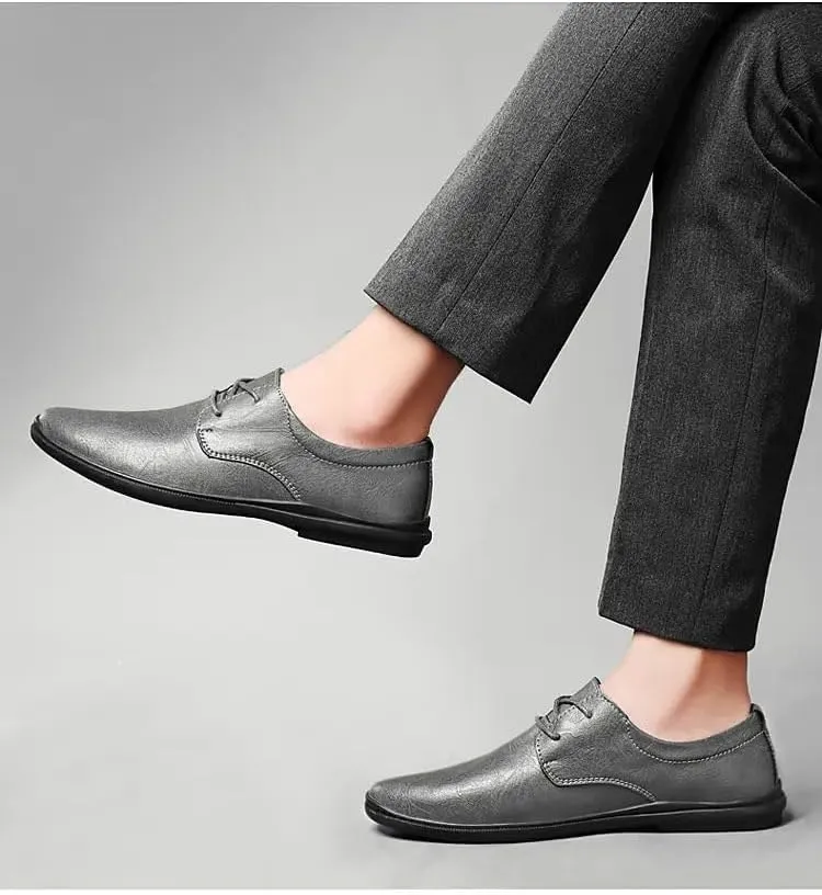 Dress Oxford Shoes for Men Lace Up Round Toe Vegan Leather Derby Shoes Block Heel Slip Resistant Rubber Sole Party