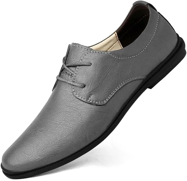 Dress Oxford Shoes for Men Lace Up Round Toe Vegan Leather Derby Shoes Block Heel Slip Resistant Rubber Sole Party