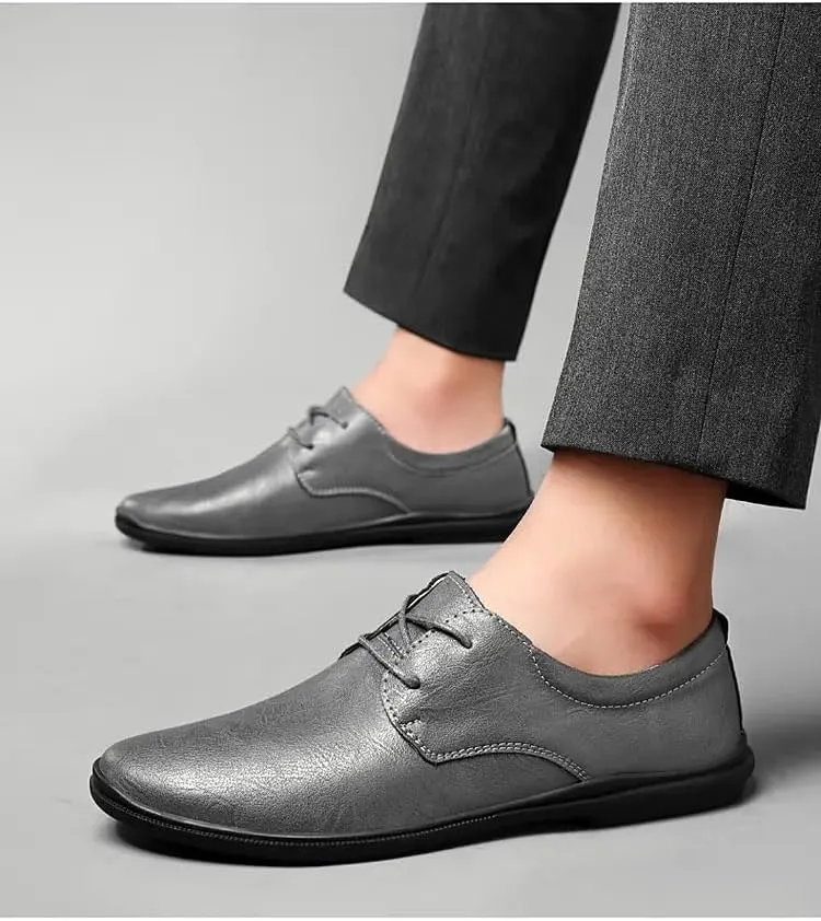 Dress Oxford Shoes for Men Lace Up Round Toe Vegan Leather Derby Shoes Block Heel Slip Resistant Rubber Sole Party