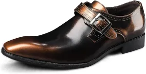 Dress Oxford Shoes for Men Slip On Monk Strap Squre Toe Vegan Leather Rubber Sole Block Heel Slip Resistant Casual