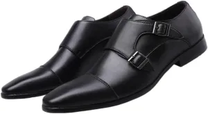 Dress Oxford Shoes for Mens French Leather Comfort Orthopedic Slip On Low Top Tuxedo Double Monk