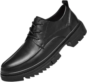 Dress Shoes for Men Lace-up Comfort Orthopedic Round Toe Synthetic Leather Non Slip Low Top Block Heel Anti-Slip Office