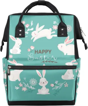 Easter Bunny Diaper Bag Tote Large Capacity Waterproof with Adjustable Shoulder Strap and Pram Straps Mommy Bag for Hospital Beach Weekender Travel
