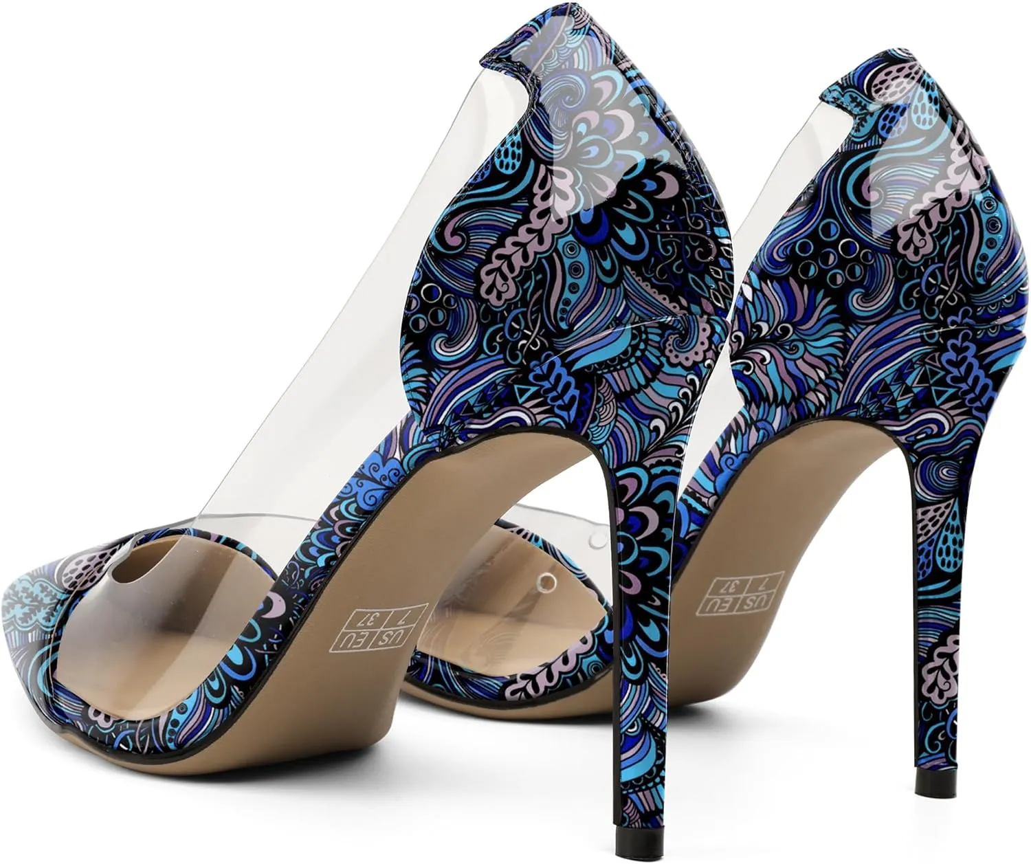 Eldof Womens High Heel Clear Pumps | 10cm Pointed Cap Toe Transparent PVC Stilettos | Wedding Dress Event Pumps Shoes