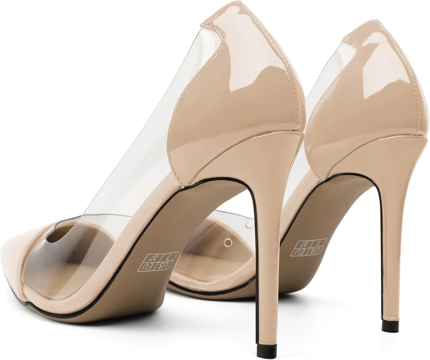 Eldof Womens High Heel Clear Pumps | 10cm Pointed Cap Toe Transparent PVC Stilettos | Wedding Dress Event Pumps Shoes