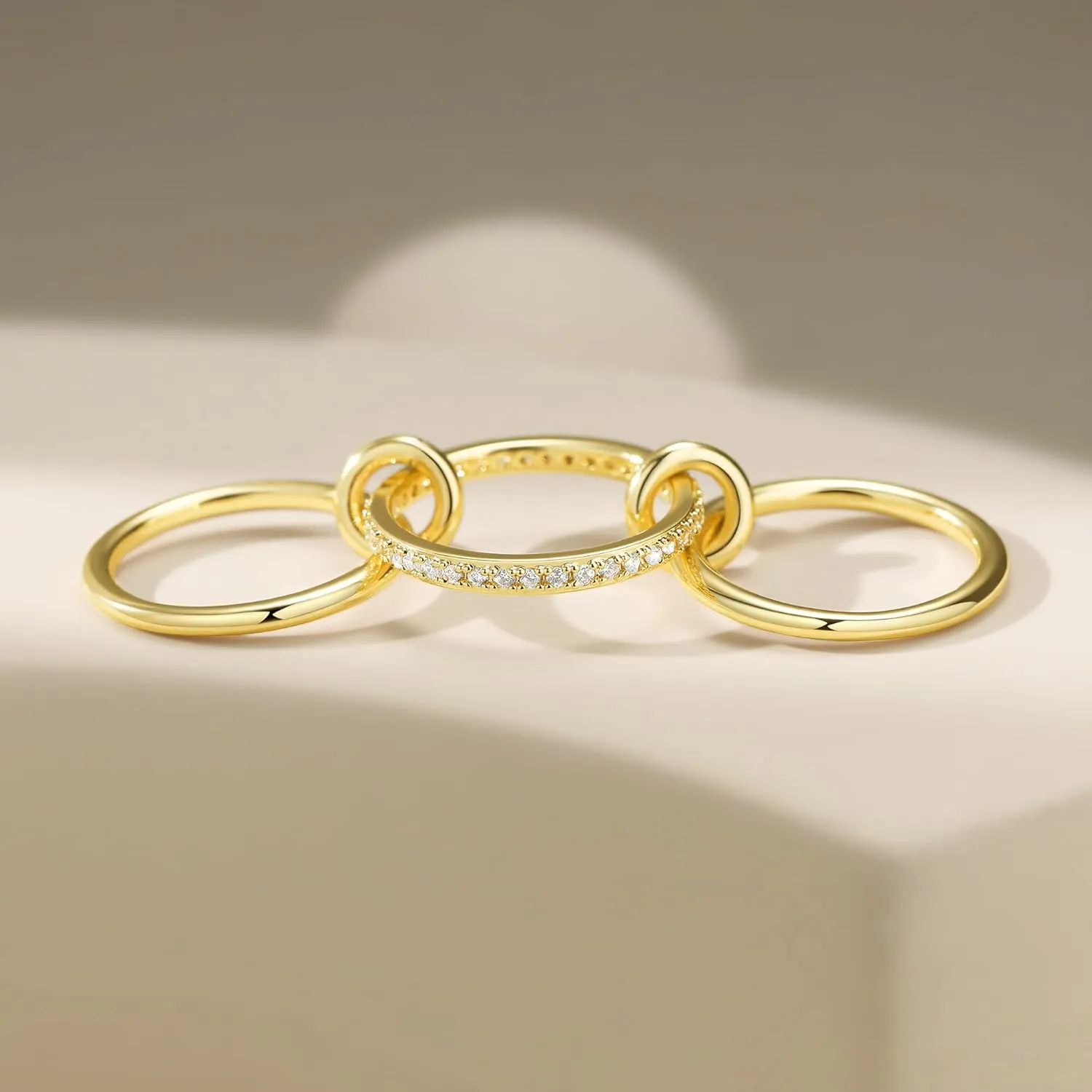 Elegant Pave Stackable Rings for Women - Non Tarnish Rings Set, Perfect for Everyday Wear, Fashion Jewelry with Sparkling Finish, Durable and Versatile, Ideal Gift for Her